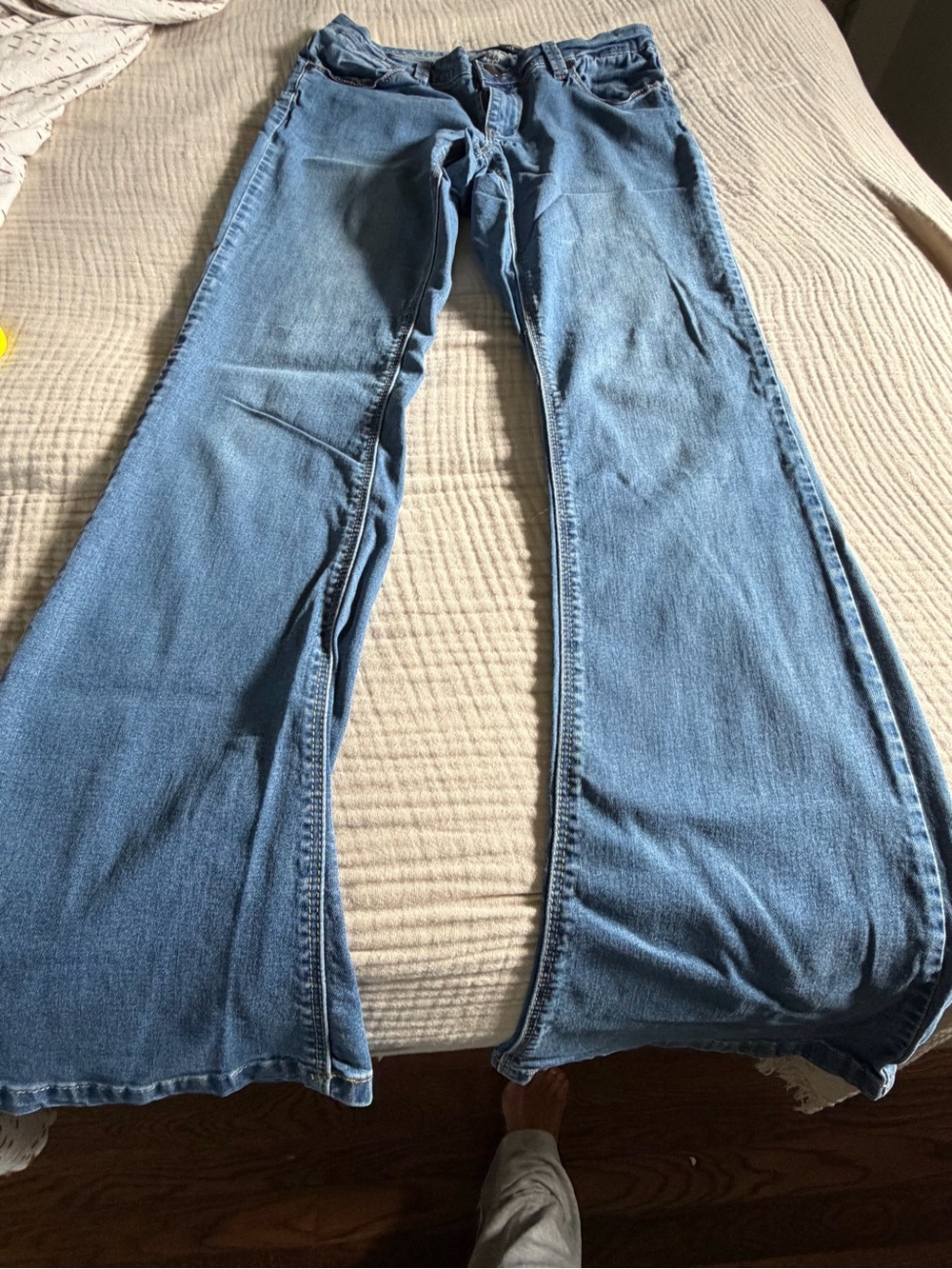 Max Studio Light Blue Flared Wide-Leg Jeans